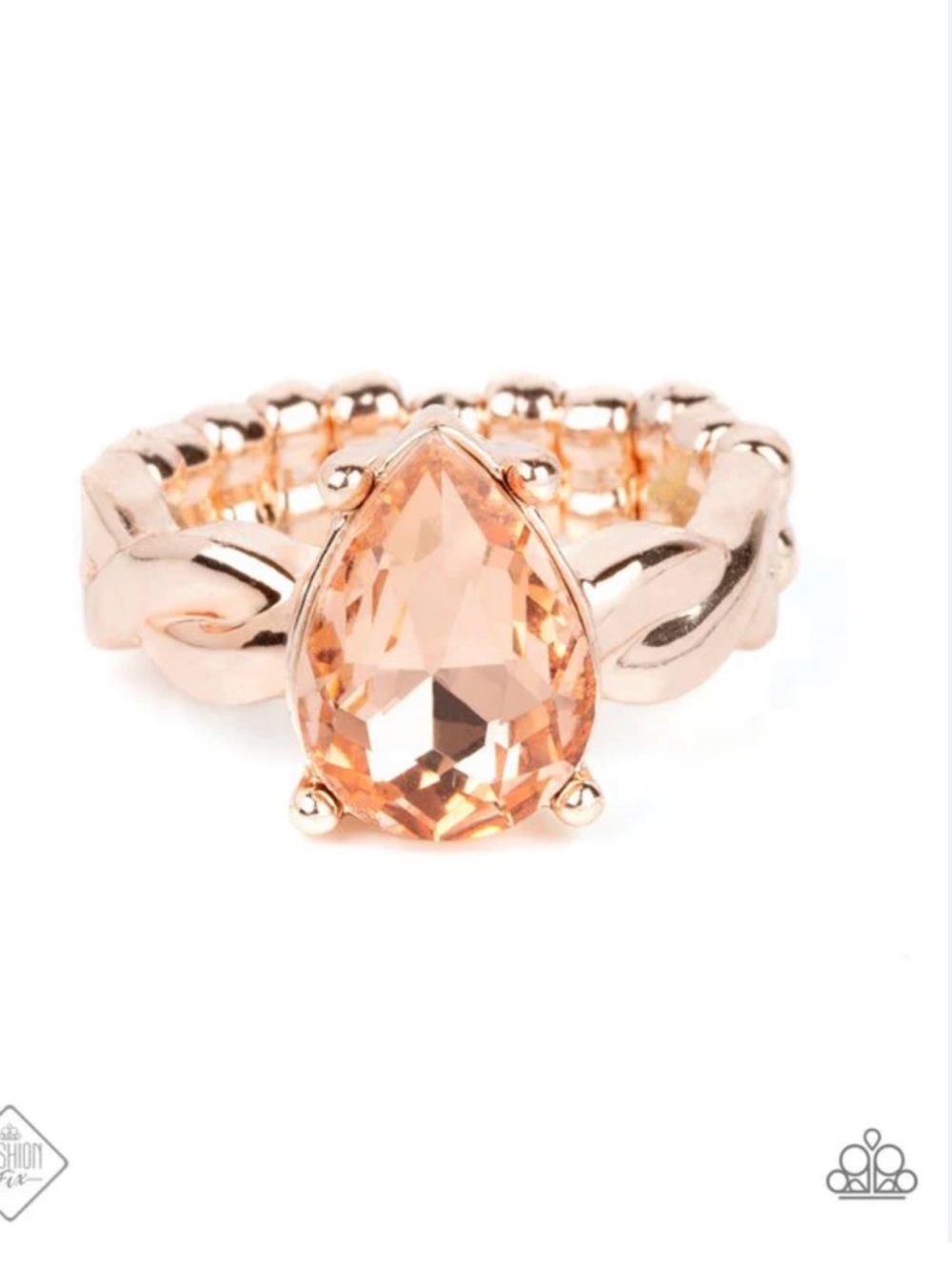 paparazzi Peach Teardrop Braided Ring in Rose Gold